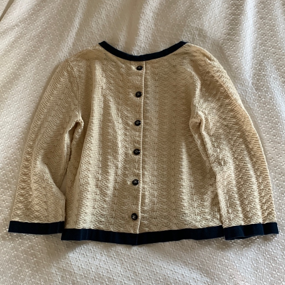 Chanel V neck button back top RARE
